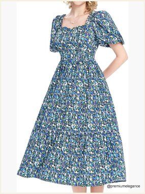 Long Flowy Maxi Dress with Elastic Waist, Lightweight Polyester for Summer